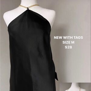 MISSGUIDED black and gold halter dress